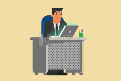 Employee working at his desk