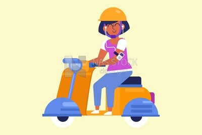 Girl enjoying riding a motorcycle