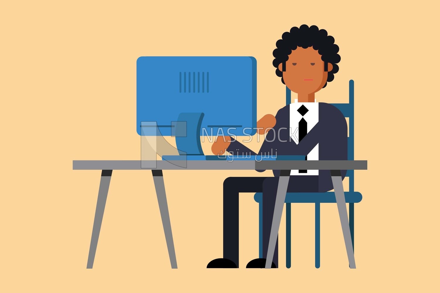 Employee working at his desk