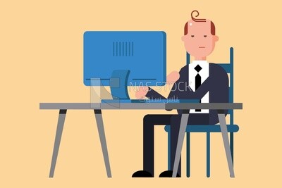 Employee working at his desk