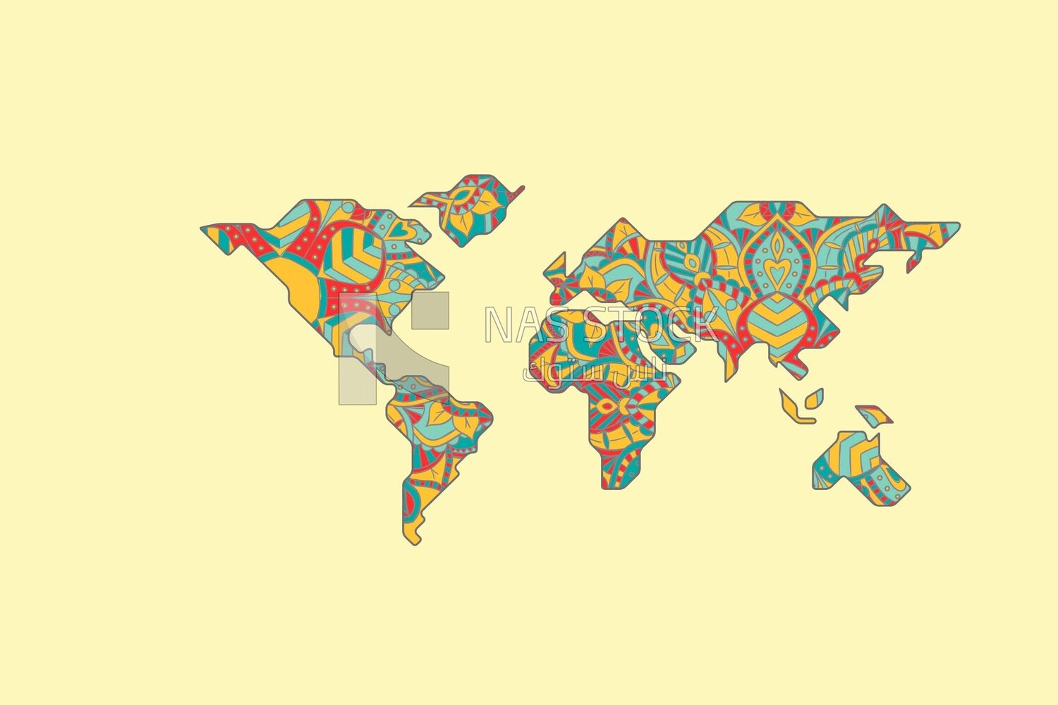Map of the world in Mandela colors