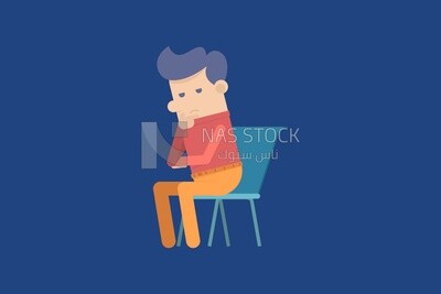 رجل يجلس على كرسى ويفكر