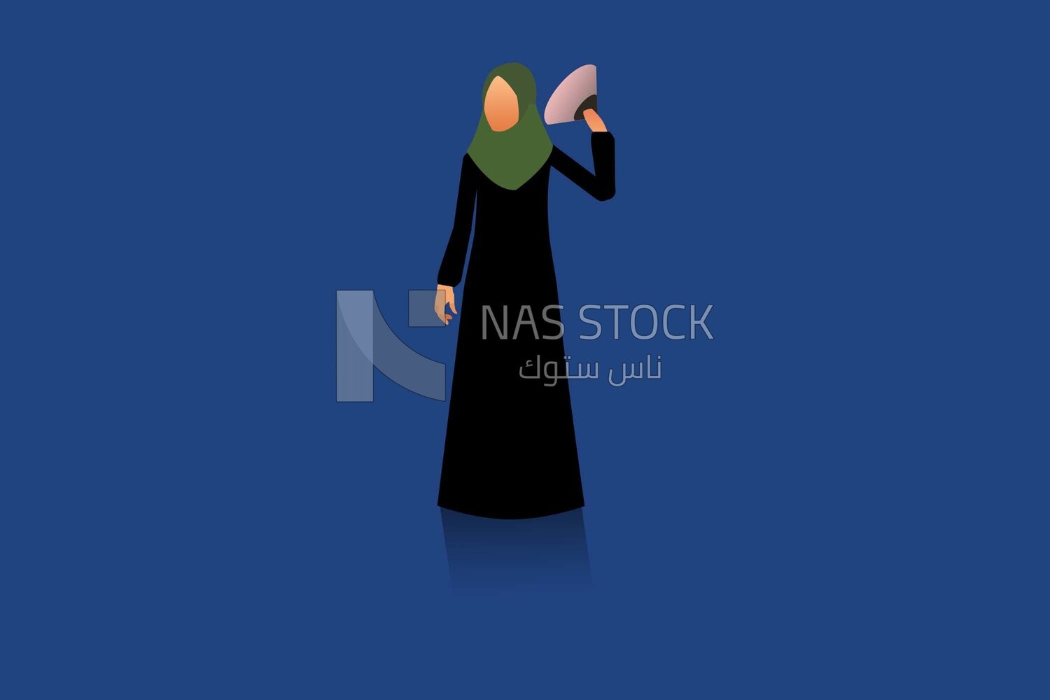 A veiled woman holding a hand fan for ventilation