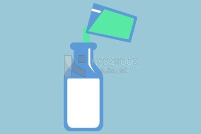 Bottle of milk mixed with synthetic materials