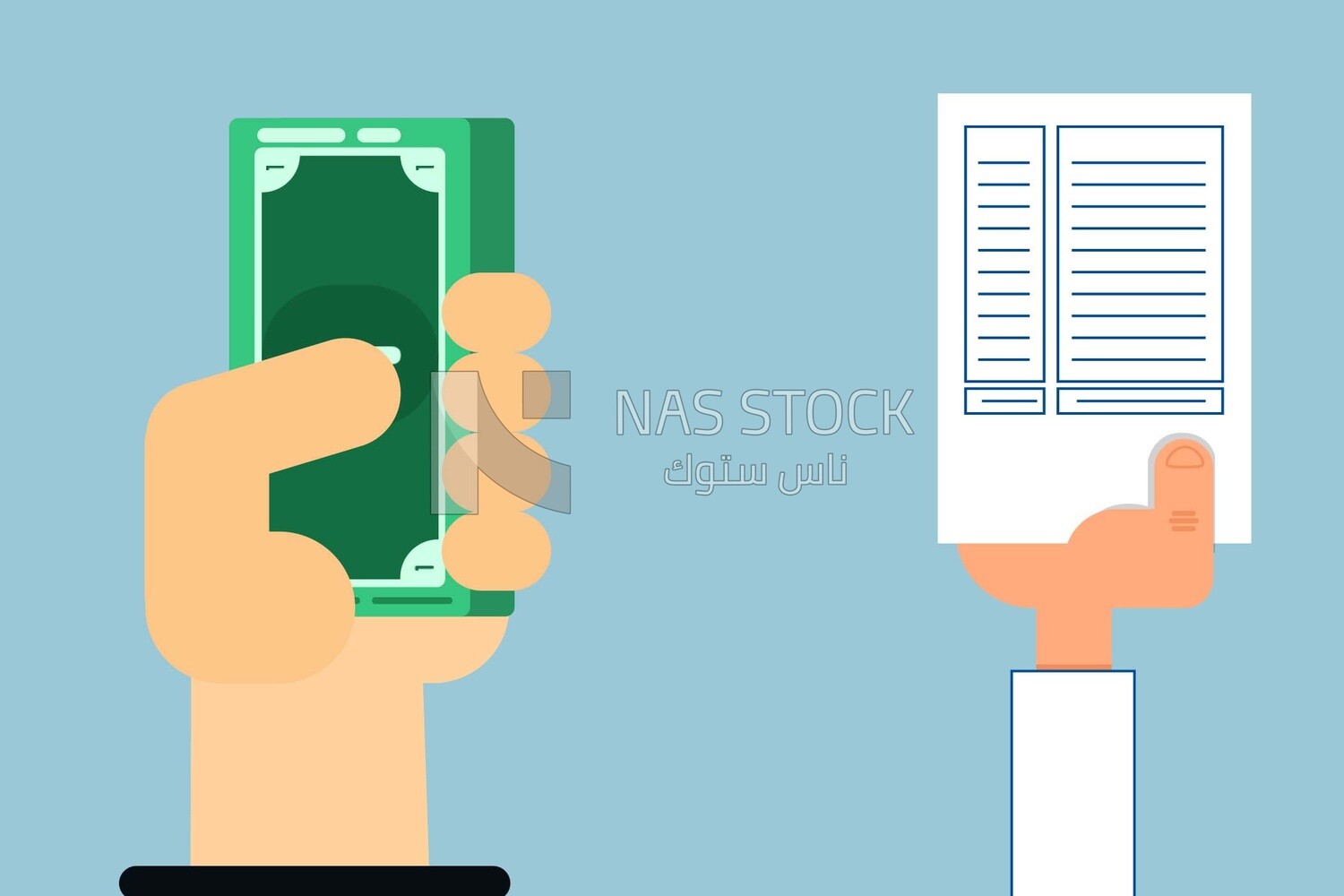 Hand holding paper money and contracts