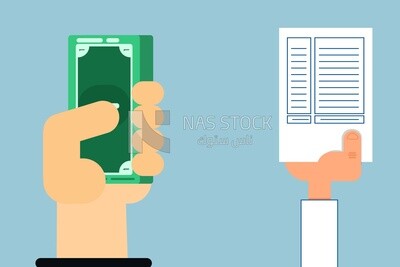 Hand holding paper money and contracts