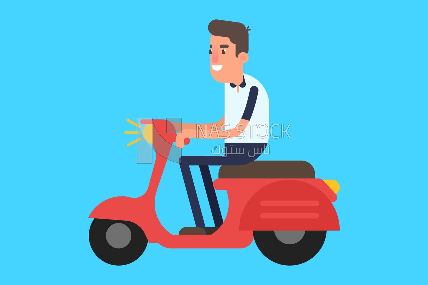 Young man riding a Scooter