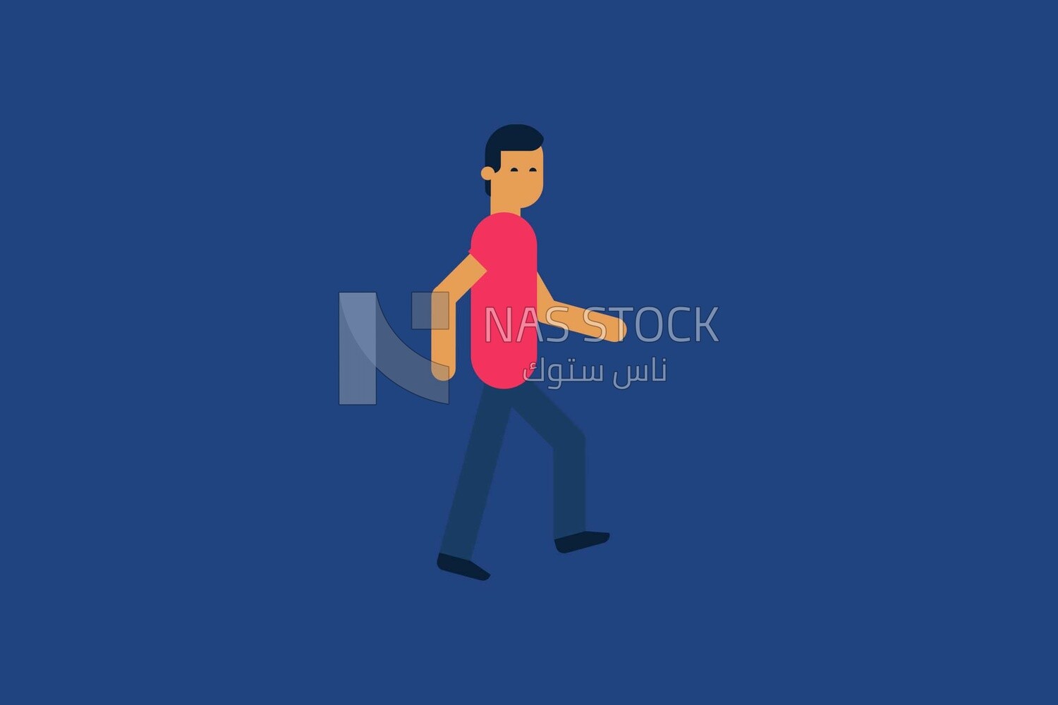 man walking on a blue background