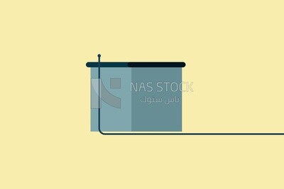 Wooden desk with microphone