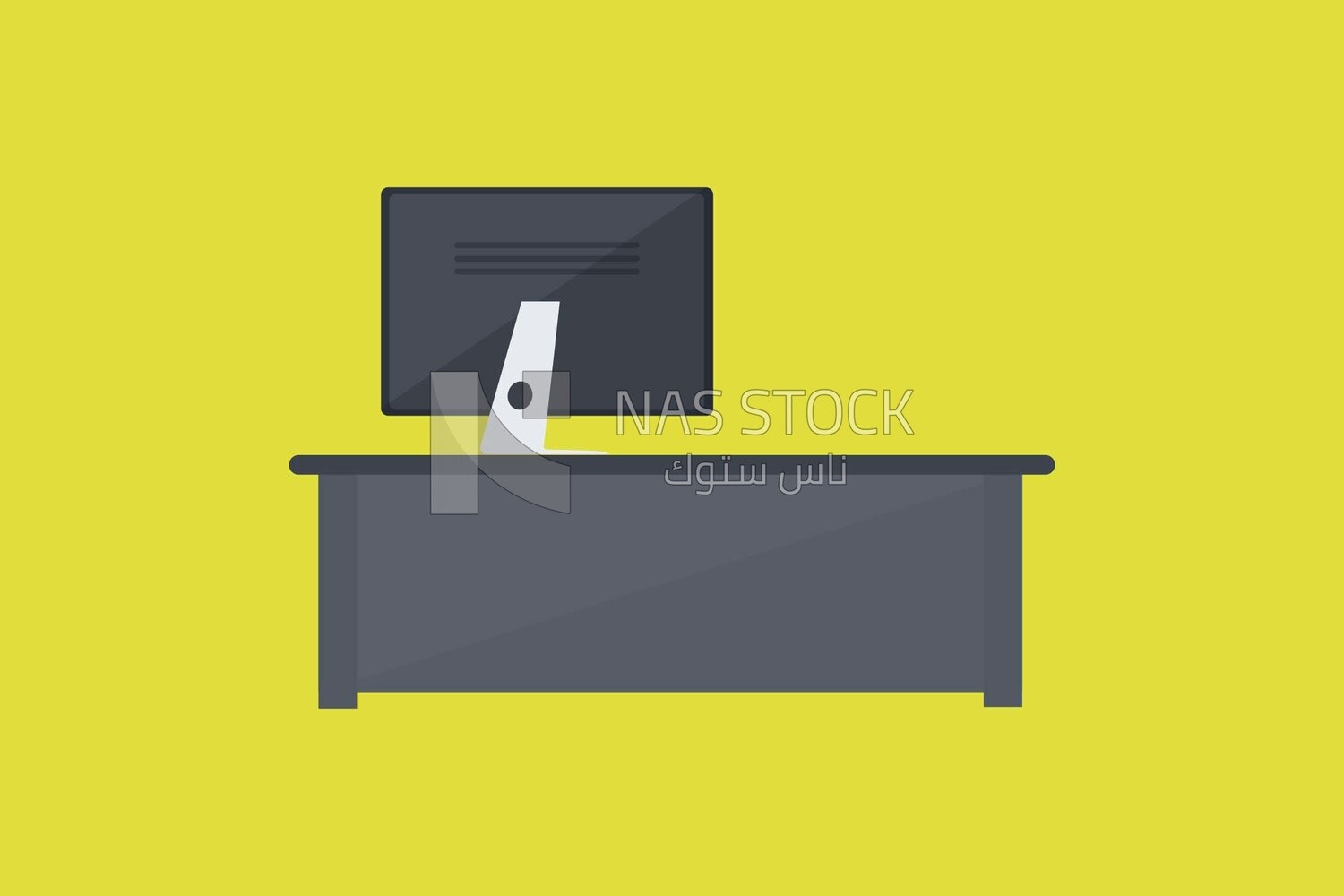 A desk with a computer screen