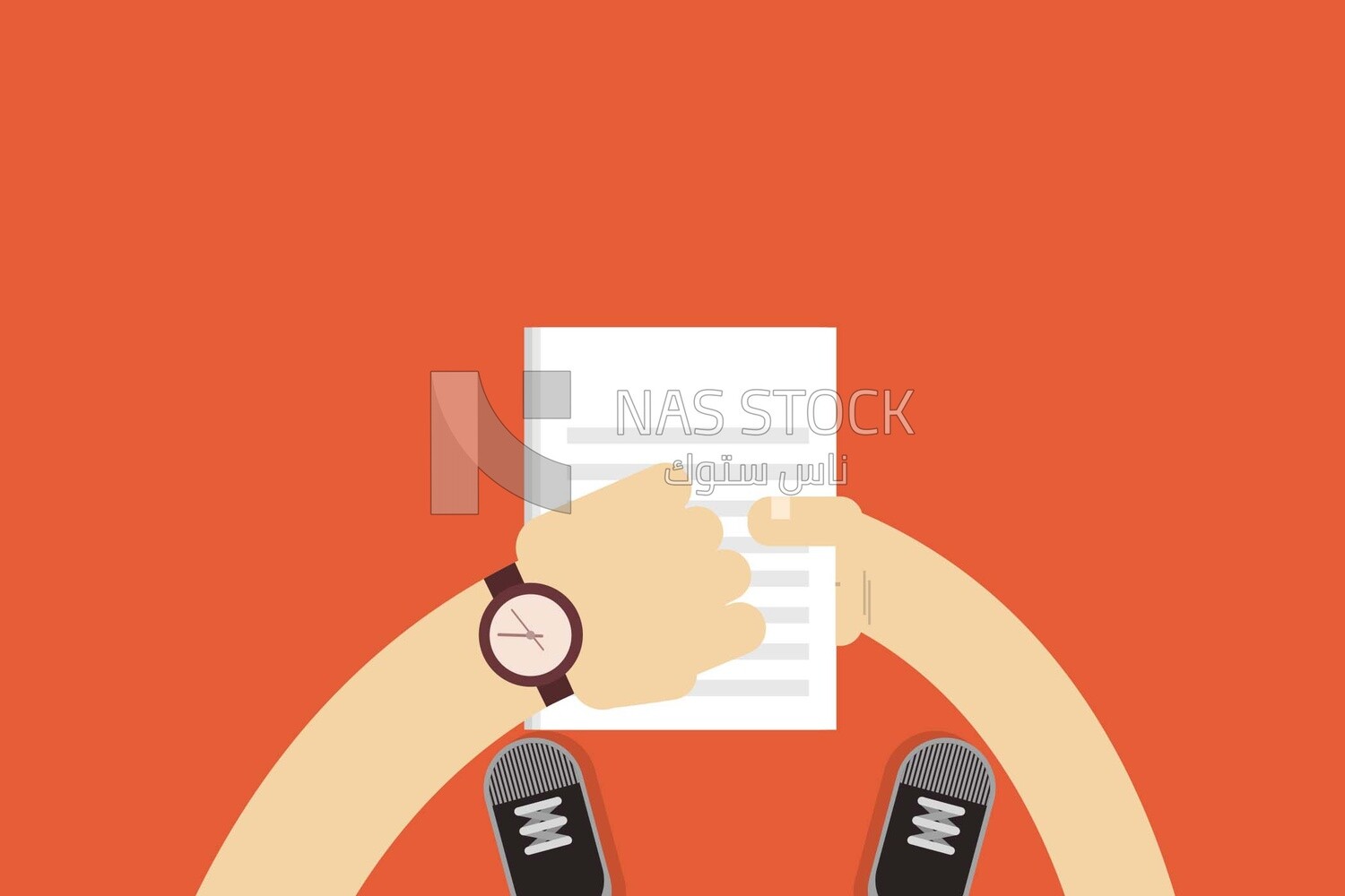 Someone holding papers and looking at a watch