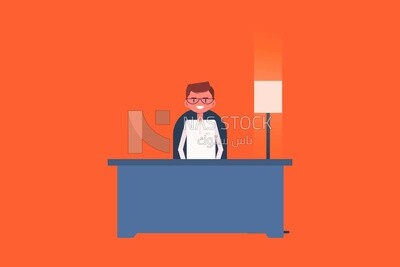 An employee sitting on a library