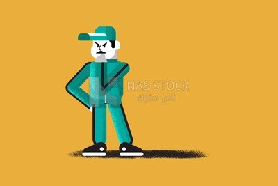 Sports team coach on a yellow background