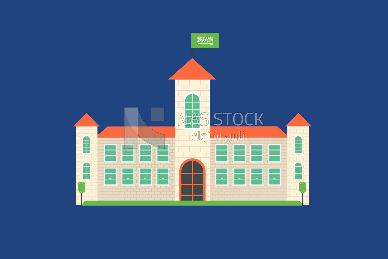 Building with the flag of Saudi Arabia