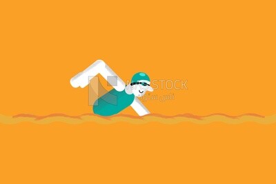 Swimmer in water on a yellow background