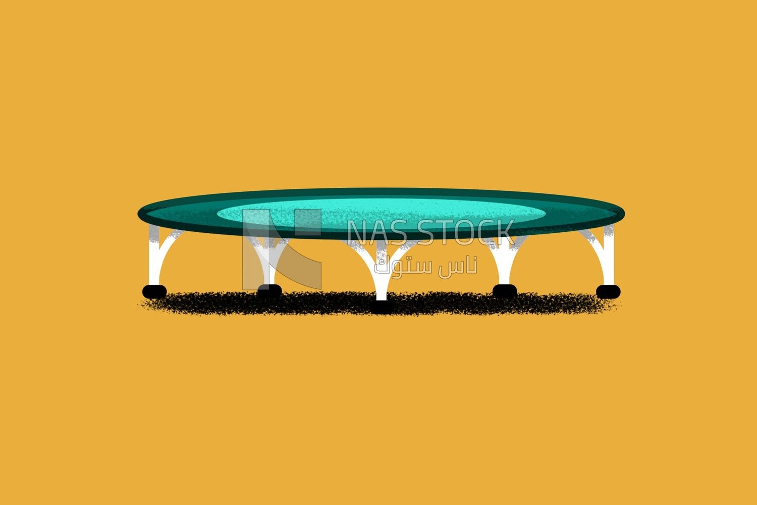 Trampoline  on a yellow background