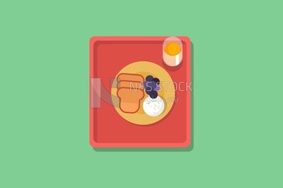 Breakfast tray on a white background