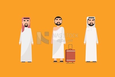 رجال بملابس الاحرام