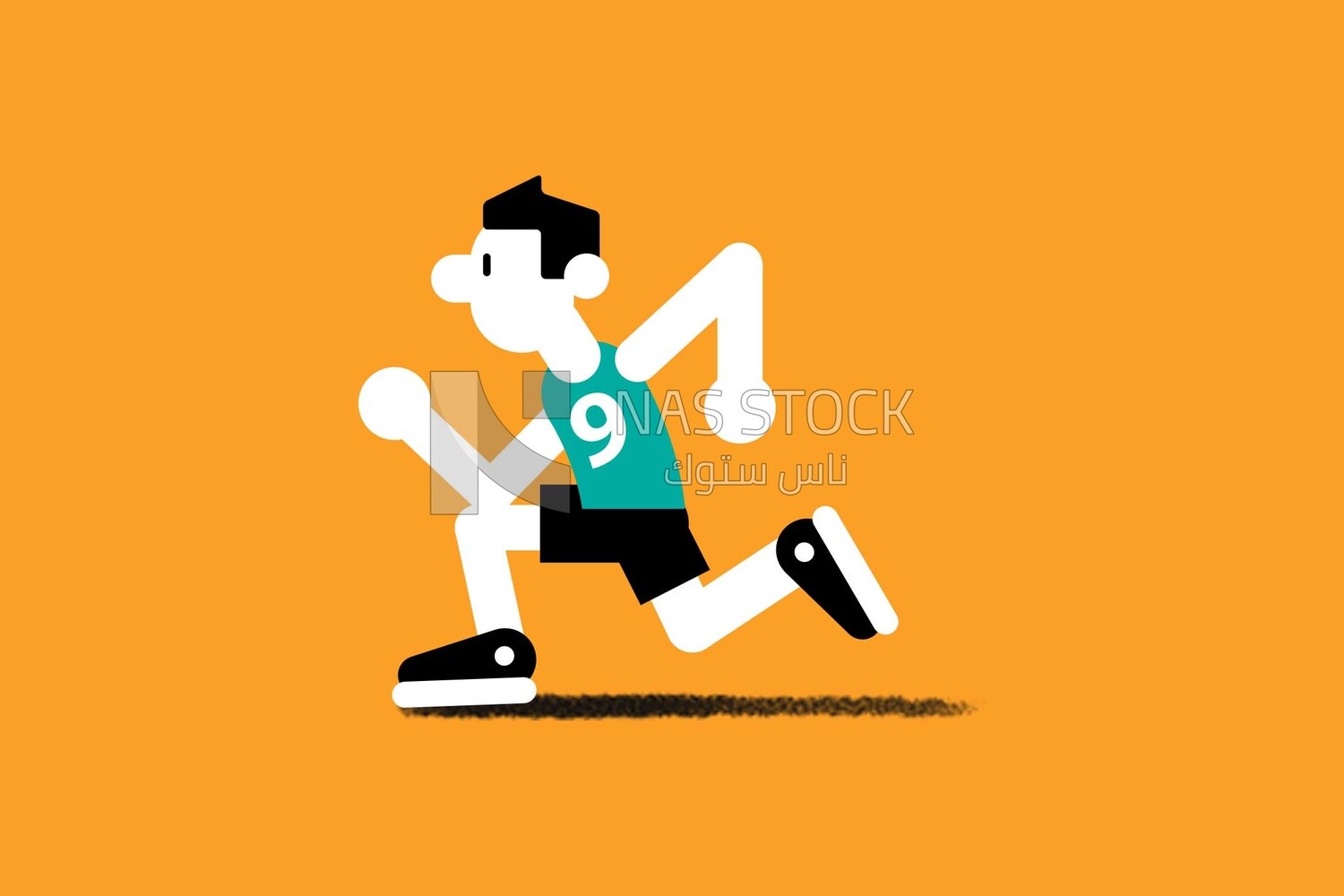 A man running on a yellow background