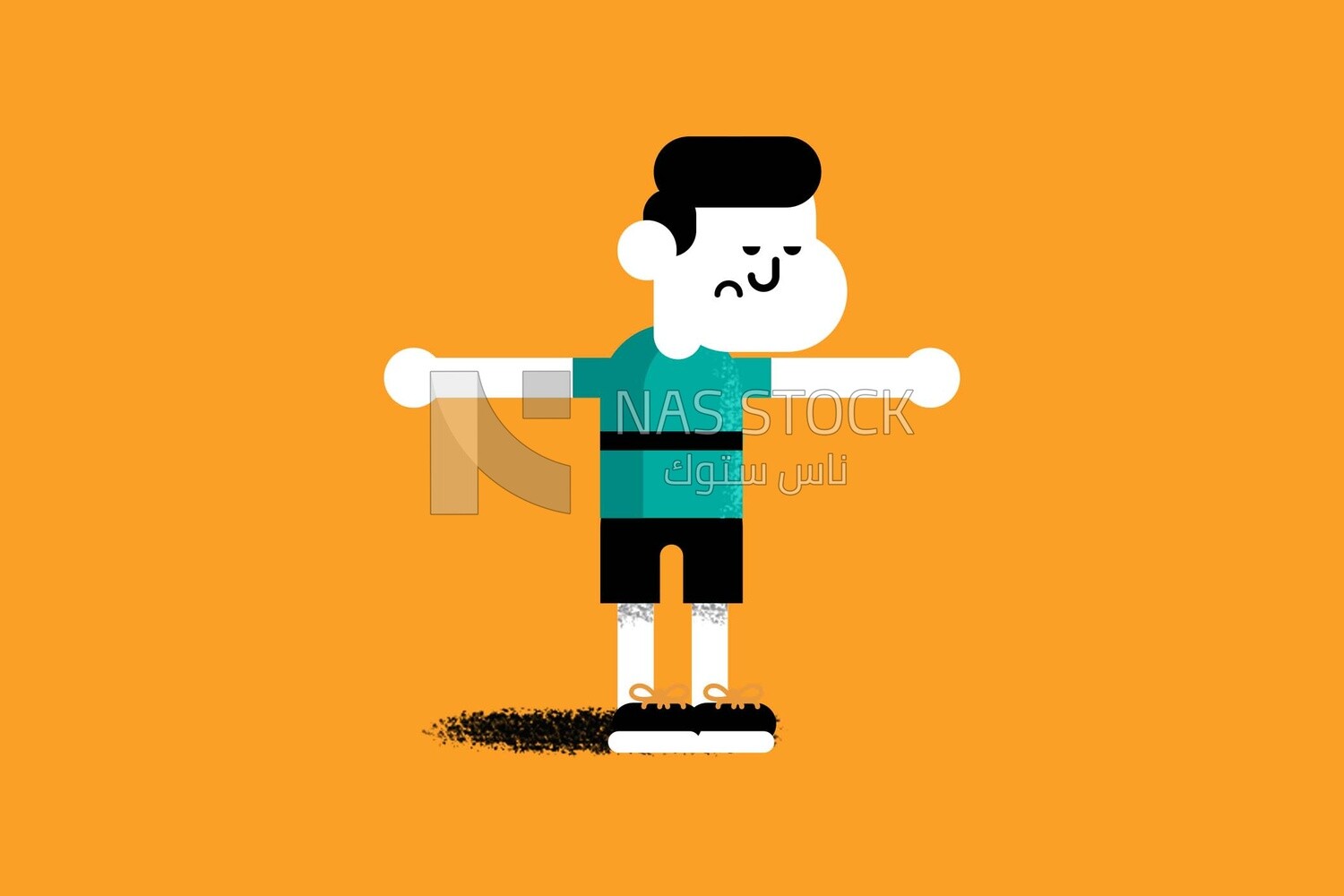 Boy in sportswear with arms outstretched on a yellow background