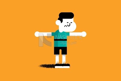 Boy in sportswear with arms outstretched on a yellow background
