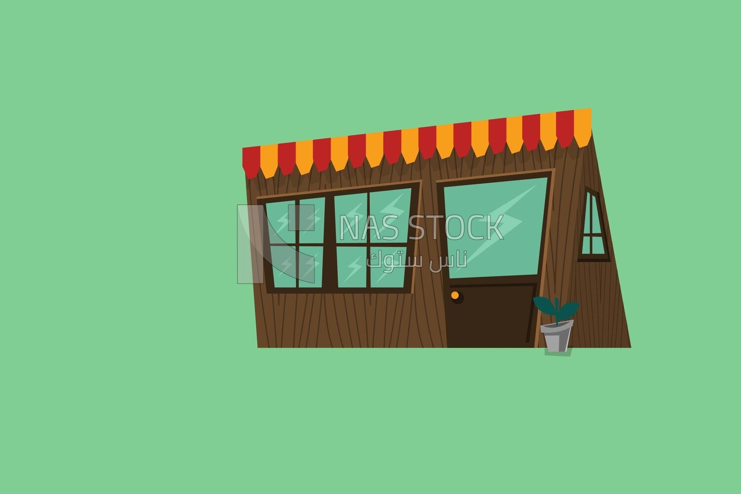 shop on a green background
