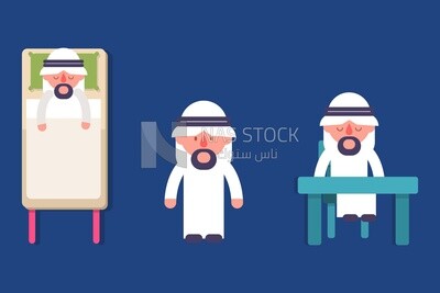 A Gulf man with different movements on a blue background