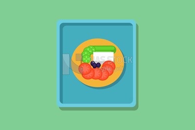 Breakfast tray on a white background