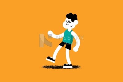 Someone who walks harmoniously on a yellow background