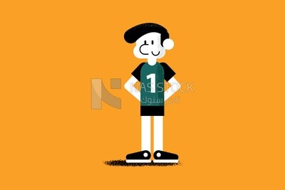 Boy wearing sportswear with the number 1 on a yellow background