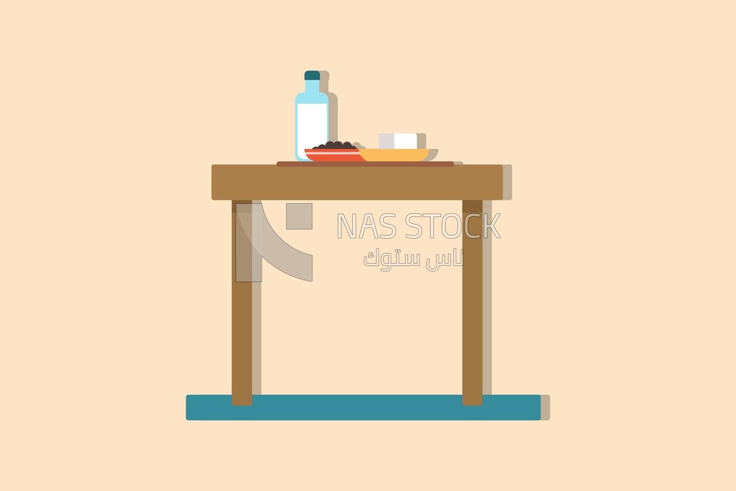 Table with Breakfast on a blue background
