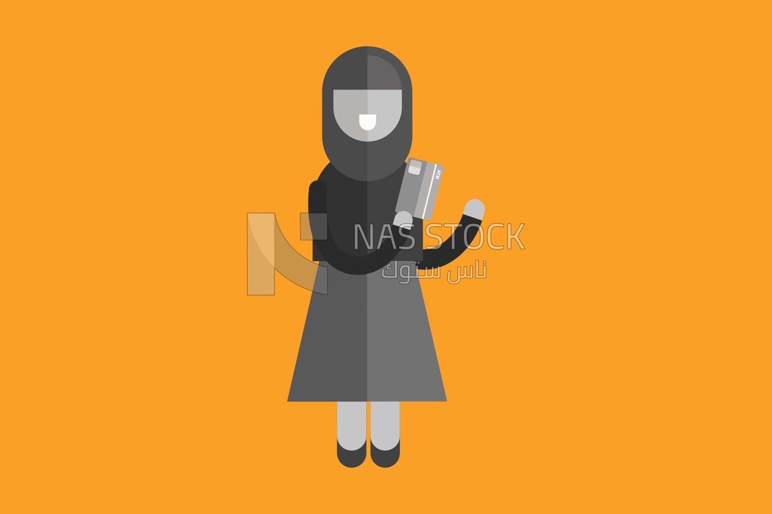 أمرأة محجبة تحمل بطاقة ائتمان