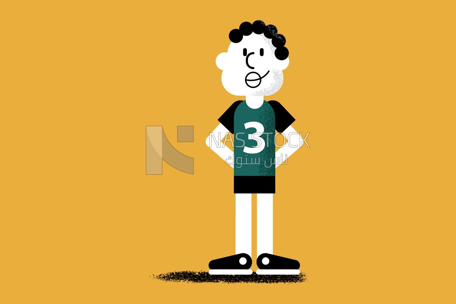 Boy wearing sportswear with the number 3 on a yellow background