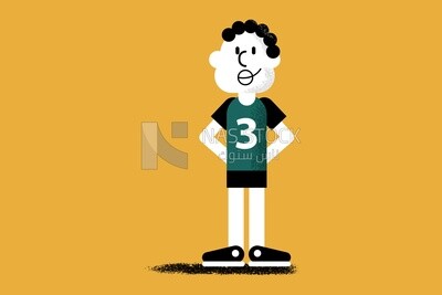Boy wearing sportswear with the number 3 on a yellow background