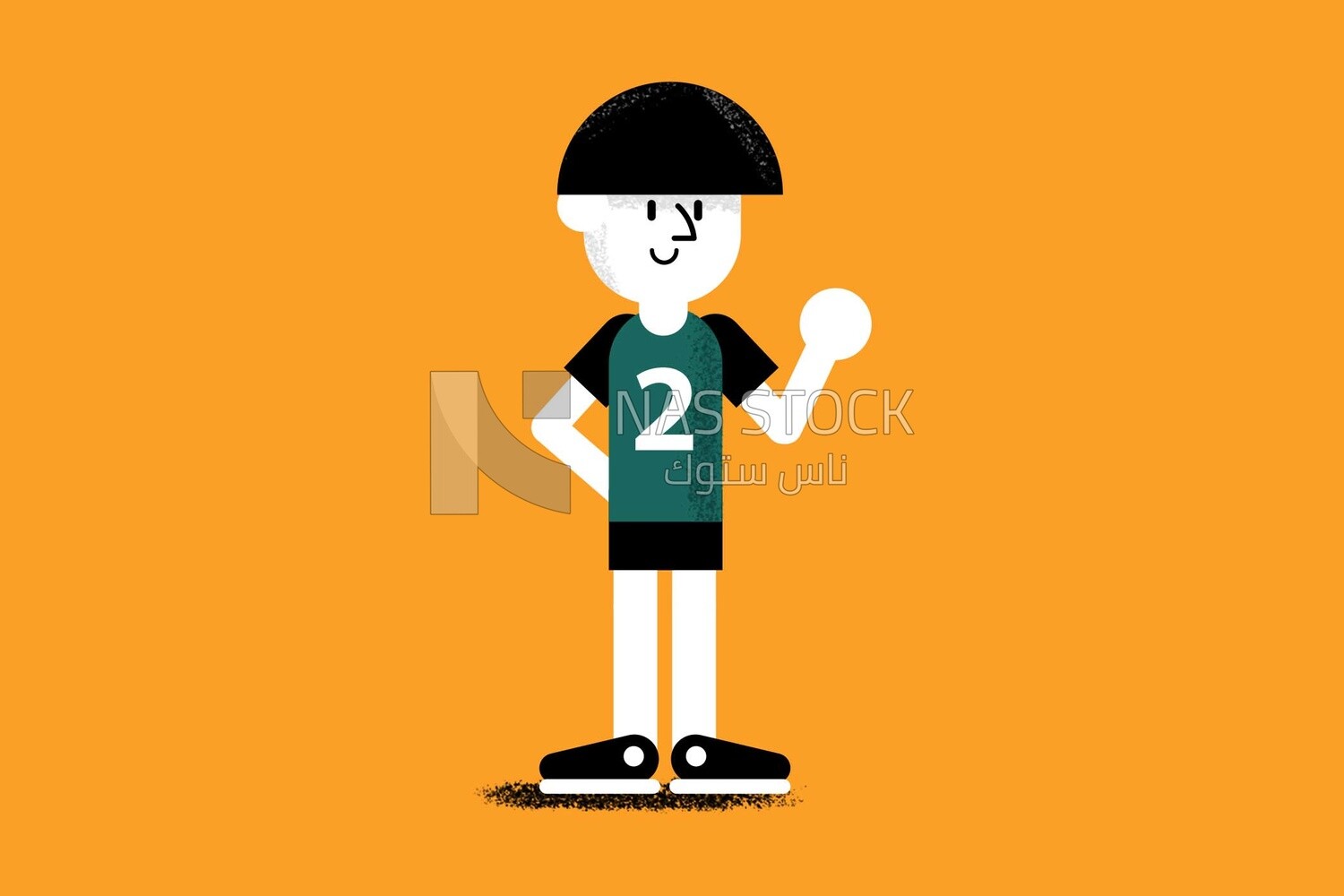 Boy wearing sportswear with the number 2 on a yellow background