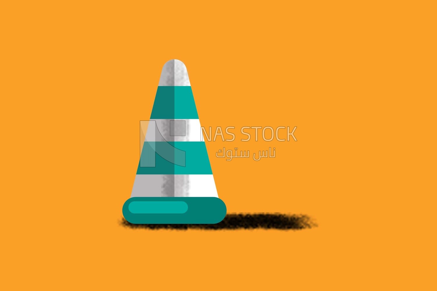 Traffic cone on a yellow background