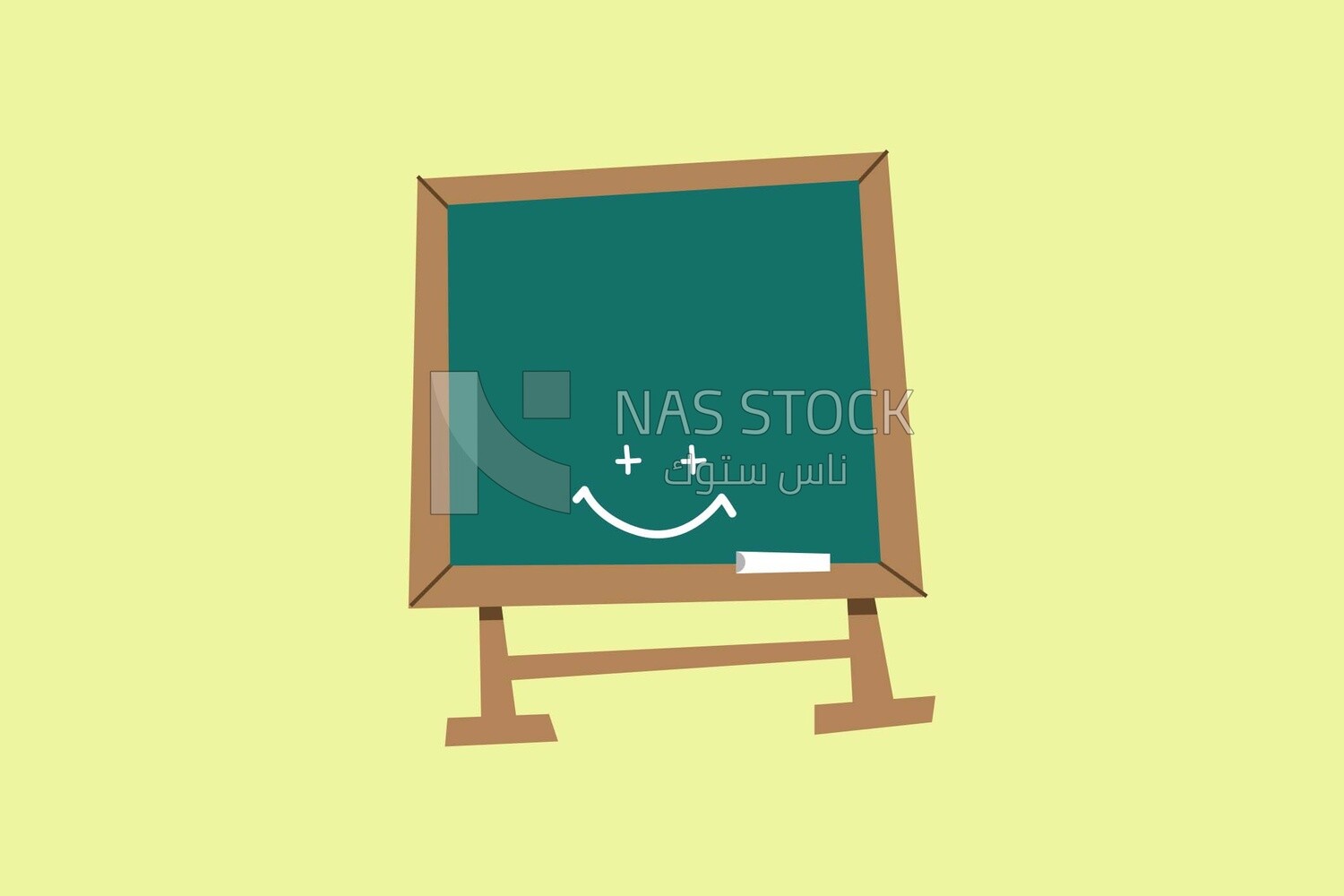 Green board with smiley face on a white background