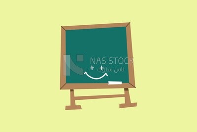 Green board with smiley face on a white background