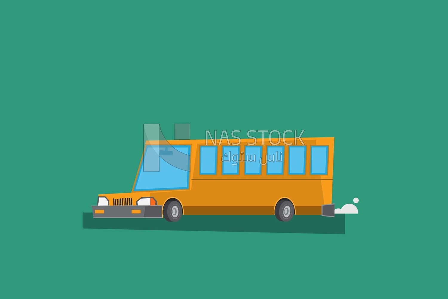 School bus on a green background