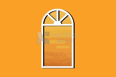 Old style window on a yellow background