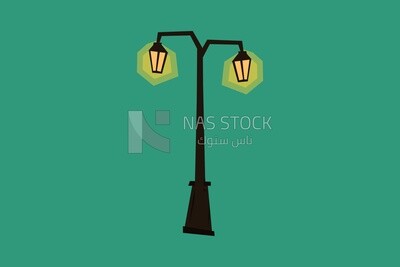 Regular style street lamp on a green background