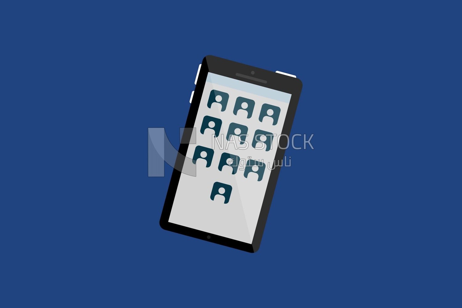 Smartphone with contacts on a blue background