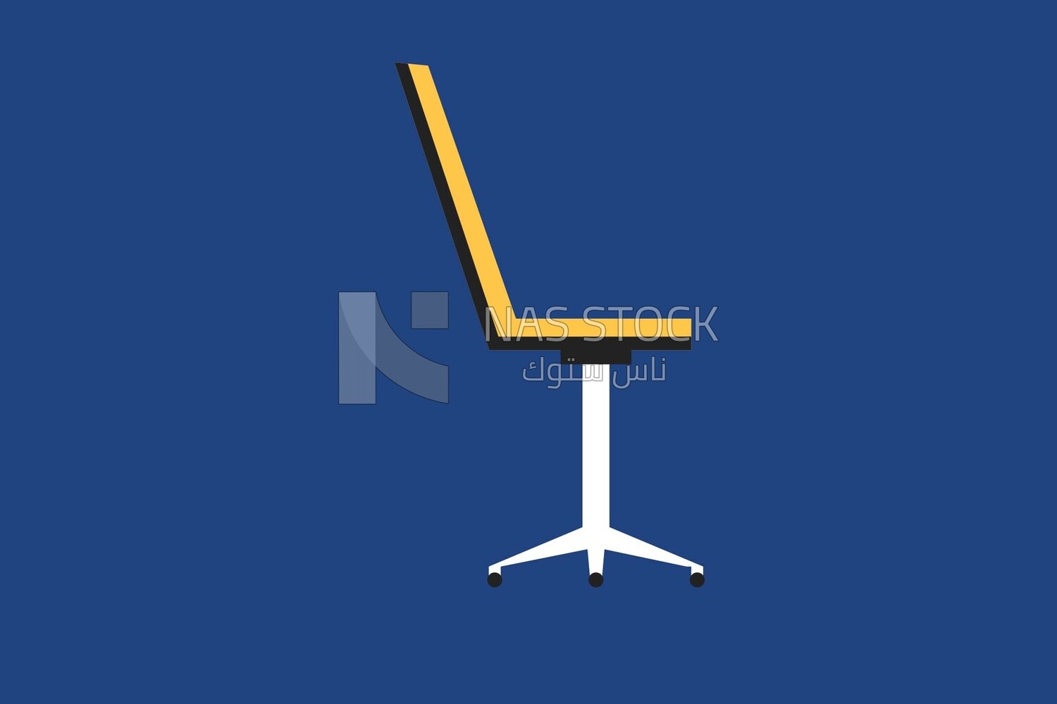 Office chair with metal legs on a blue background