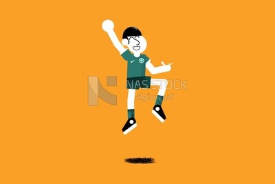 شخصية لاعب على خلفية صفراء