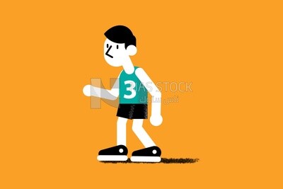 Boy wearing sportswear with the number 3 on a yellow background