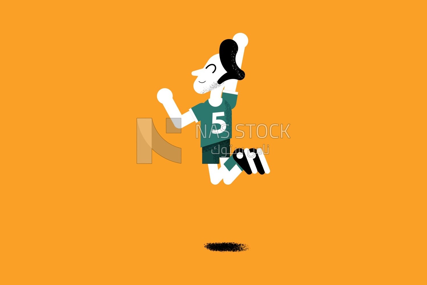 Boy in sportswear jumping for joy on a yellow background