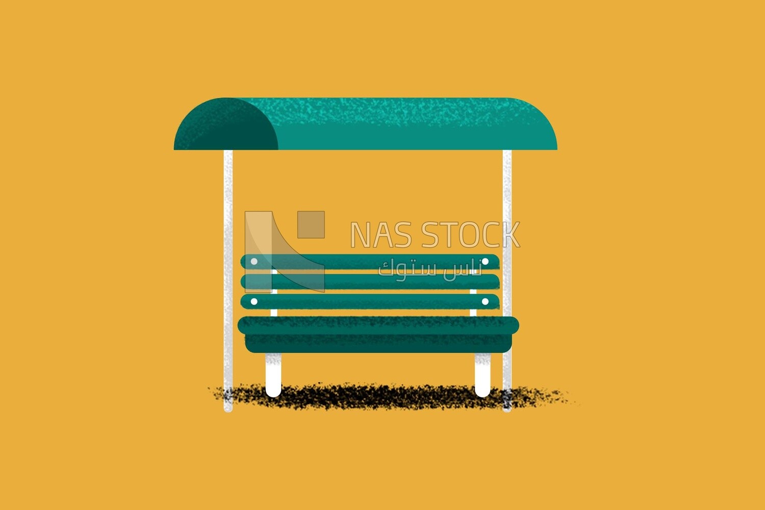 park bench on a yellow background