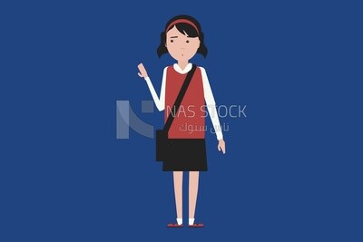 Student in school uniform on a blue background