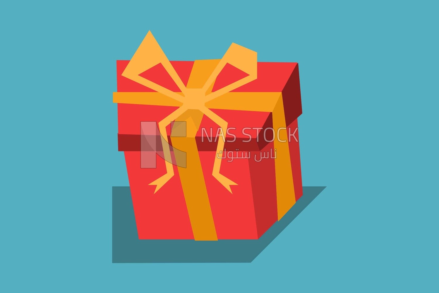 red Gift Box on a blue background