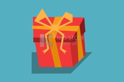 red Gift Box on a blue background